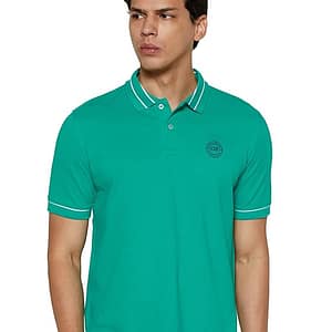 Peter England Men's Regular Fit Insignia Half Sleeve Polo T-Shirt | Cotton Rich | Premium Pique Weave
