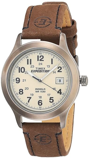 Timex Men's T40051 Expedition Metal Field Brown Leather Strap Watch