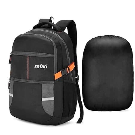 Safari Omega spacious/large laptop backpack with Raincover, college bag, travel bag for men and women, Black, 30 Litre - Image 2