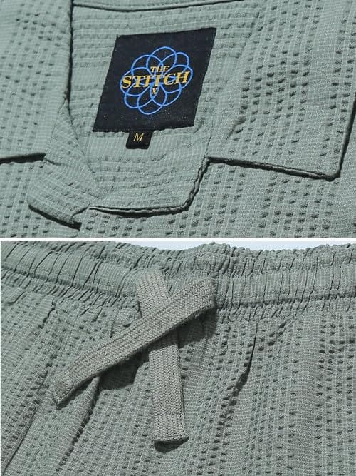 StitchX Men's Textured Seersucker Resort Cotton Shirt & Trouser Co-Ord Set S-2XL - Image 2